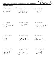 1 2 13 Exponential And Logarithmic Equations Part 1 Worksheet A 