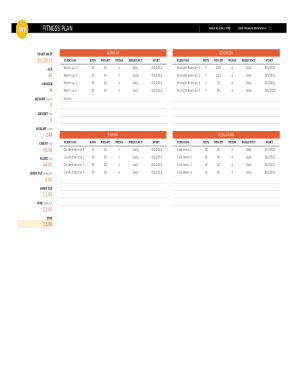 1 Fitness Plan Excel Template Form PdfFiller
