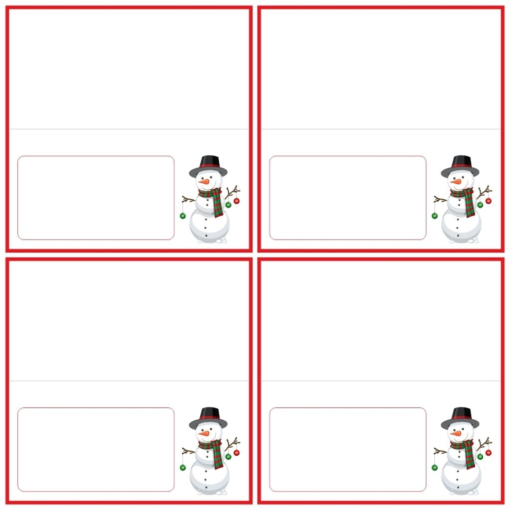 editable free printable christmas place cards template