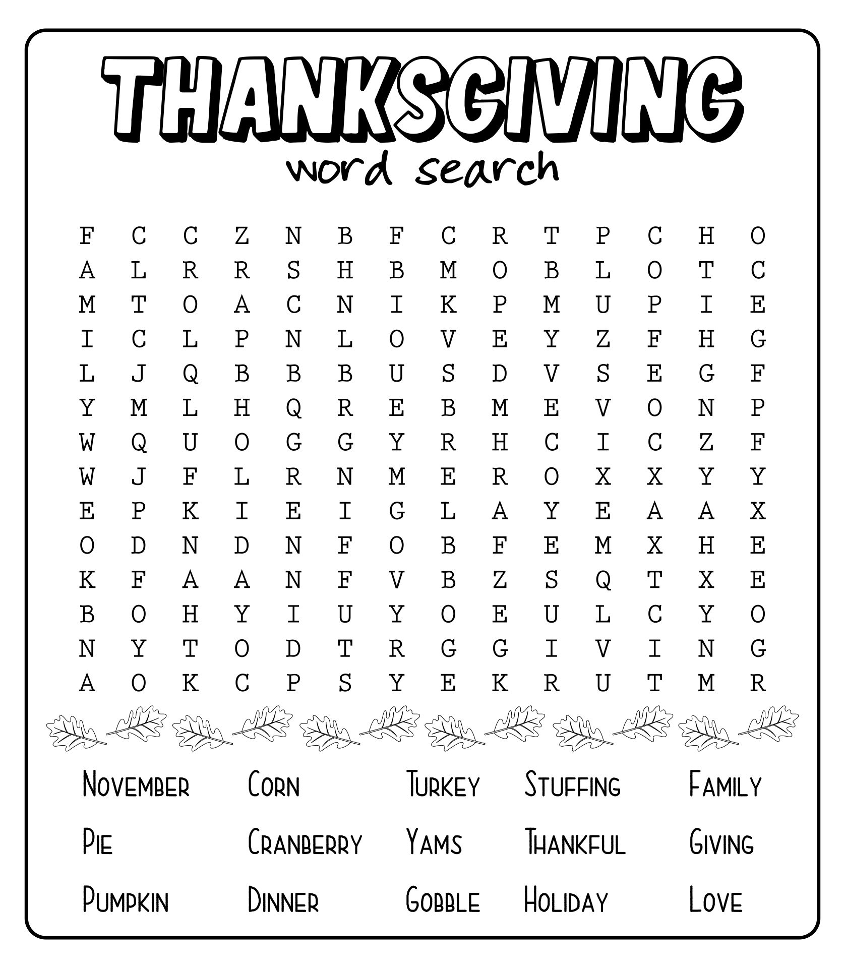 10 Best Thanksgiving Printable Activities PDF For Free At Printablee