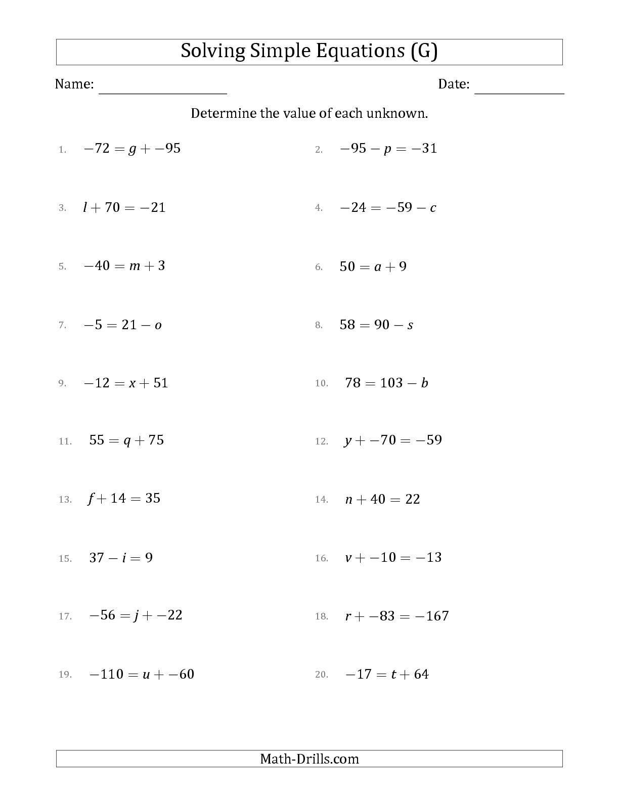 10 Equations With Variables On Both Sides Worksheet Worksheets Decoomo