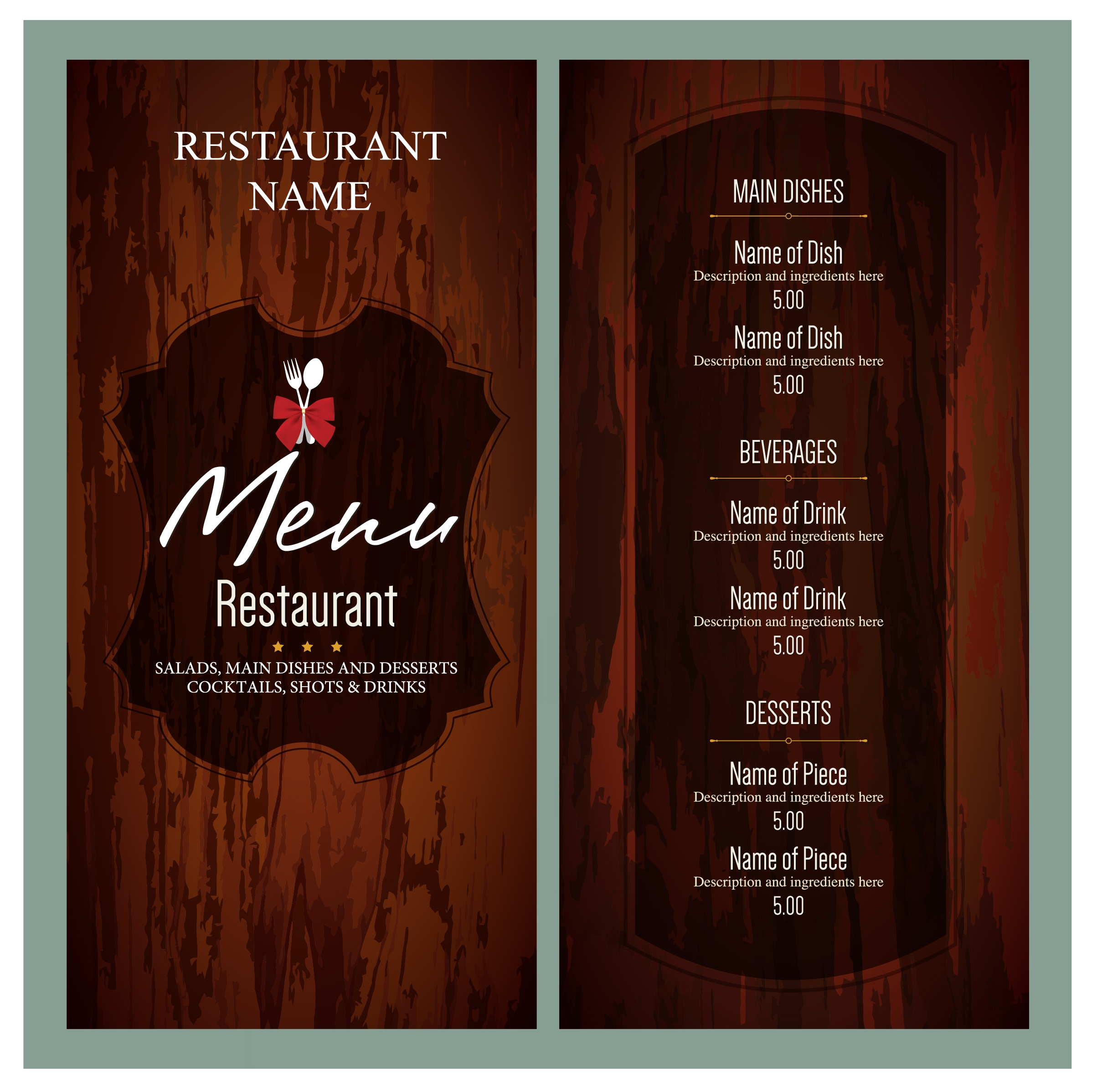 design a menu for free printable