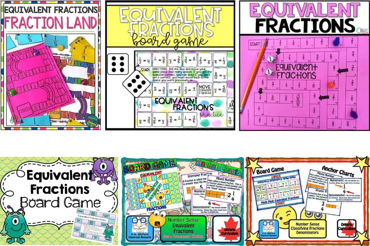 10 Printable Fraction Board Games For Equivalent Fractions