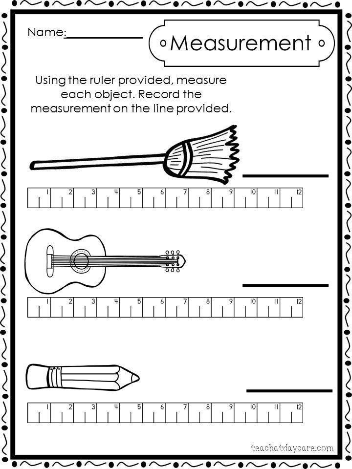 10 Printable Measuring With A Ruler Worksheets Preschool 1st Grade 