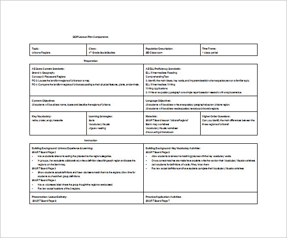 10 Siop Lesson Plan Templates DOC Excel PDF