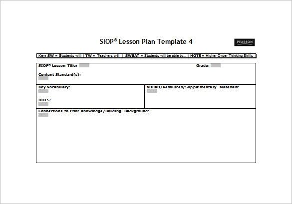 10 Siop Lesson Plan Templates DOC Excel PDF