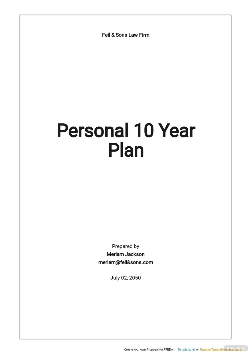 10 Year Personal Financial Plan Template Google Docs Word Apple 