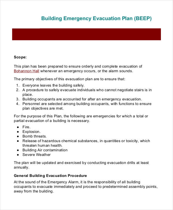 11 Emergency Evacuation Plan Templates Sample Example Word Google 