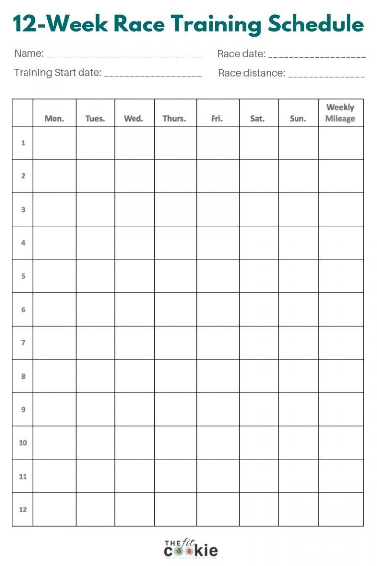 12 Week Plan Template