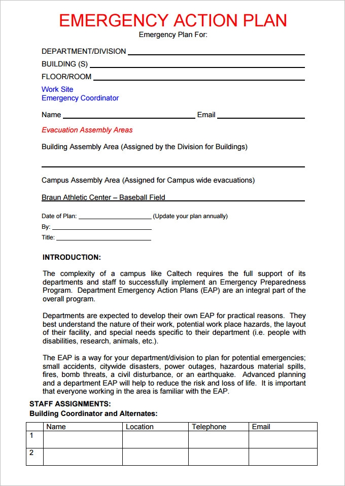 15 Emergency Action Plan Template Word Excel PDF