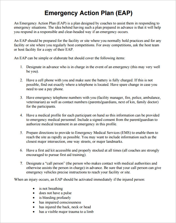 emergency action plan template word