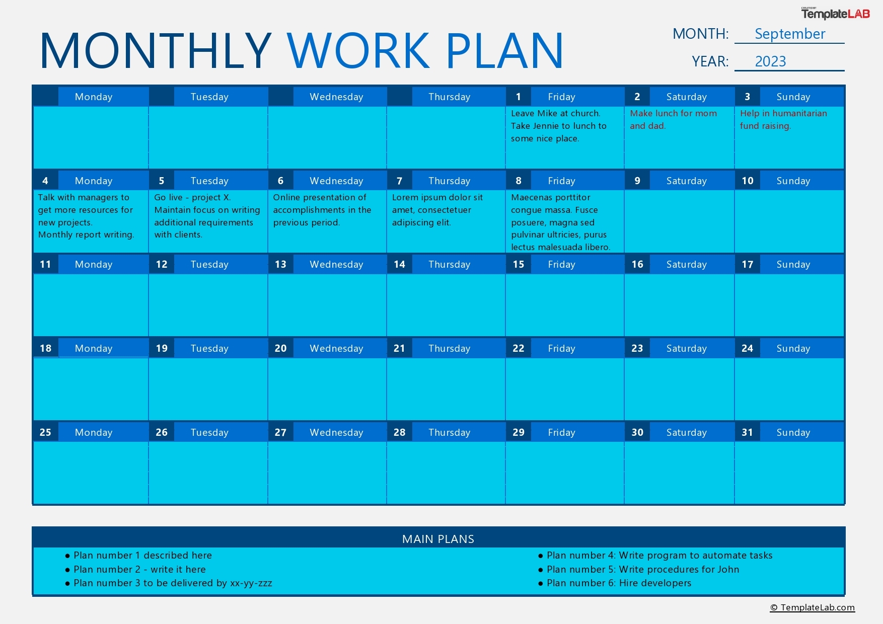 project work plan template