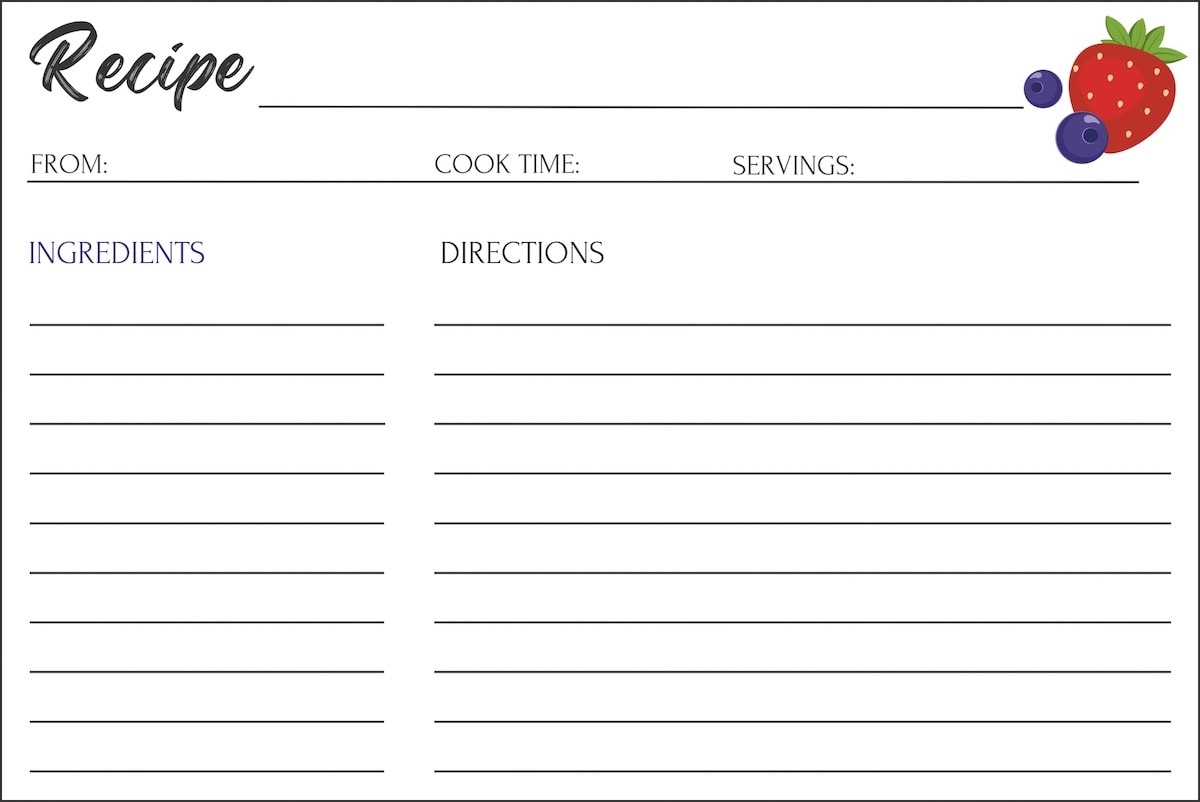 15 Printable Recipe Card Templates FREE ZipList Worksheets Library