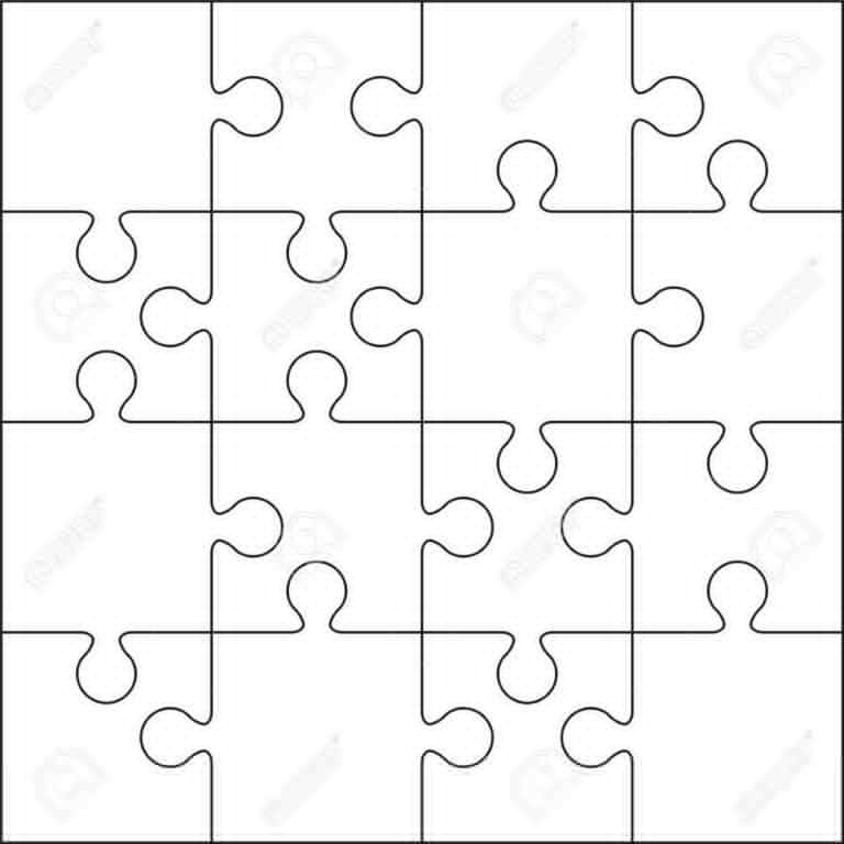 16 Jigsaw Puzzle Blank Template Or Cutting Guidelines With Blank Jigsaw 