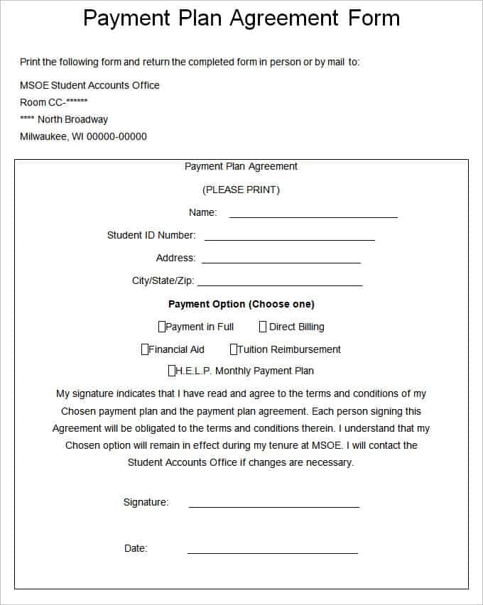 payment plan template contract