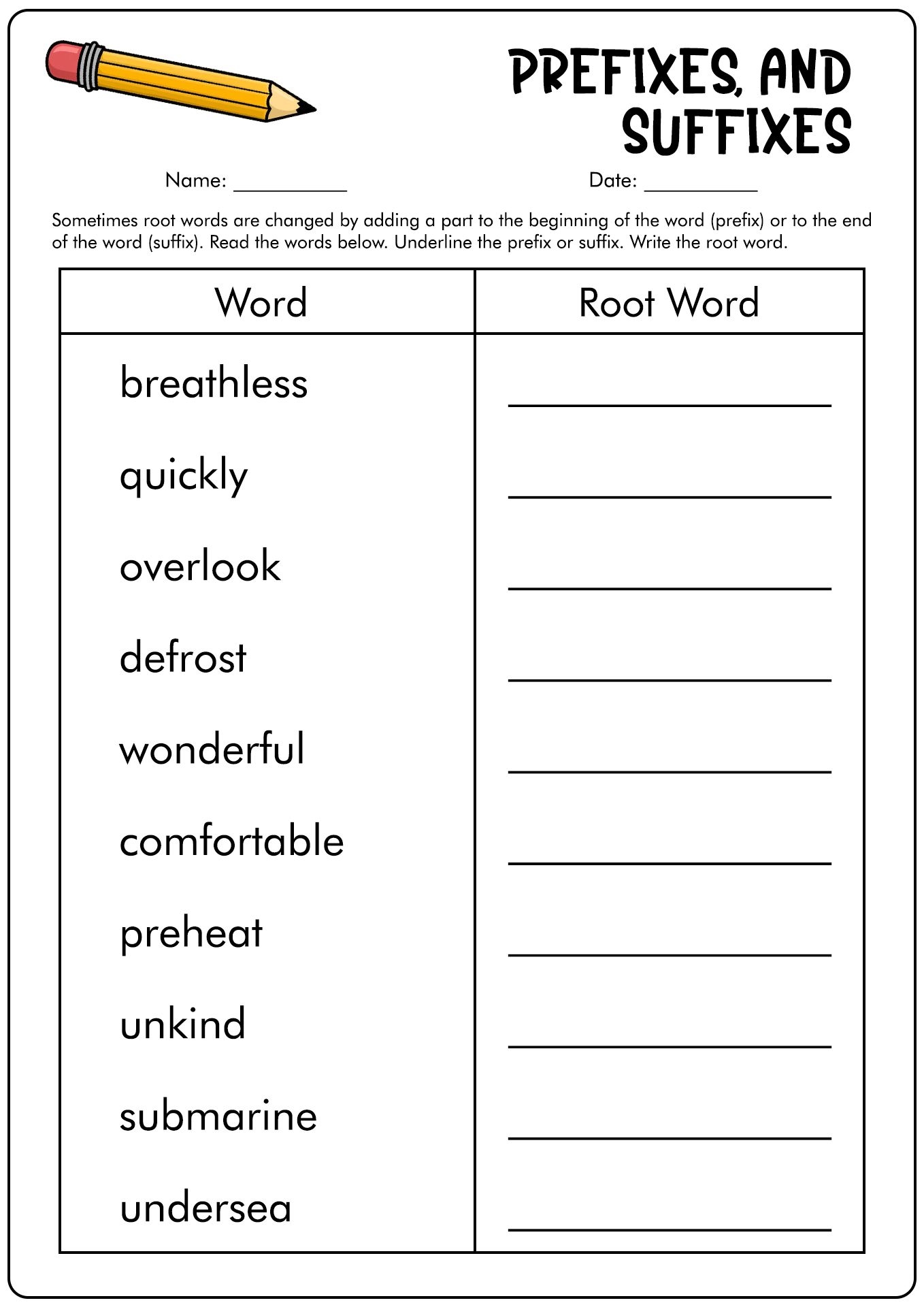 19 Free Printable Prefix Worksheets 4th Grade Artofit