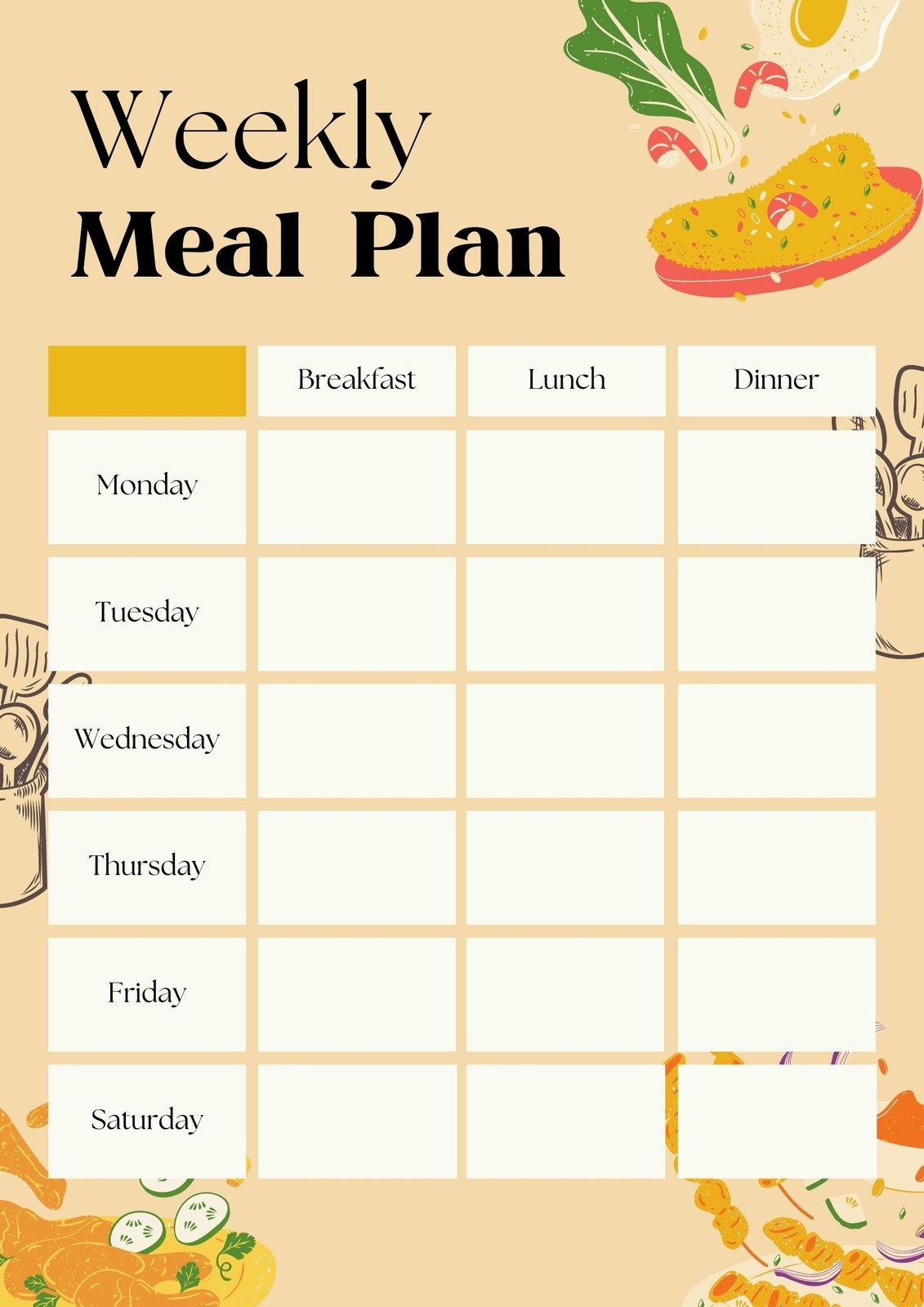 2 Week Meal Plan Template Printable Free Templates