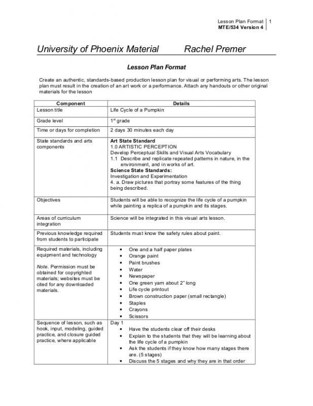 college lesson plan template
