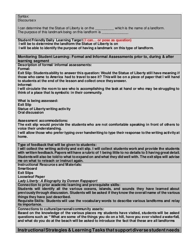 20 Edtpa Lesson Plan Template 2017