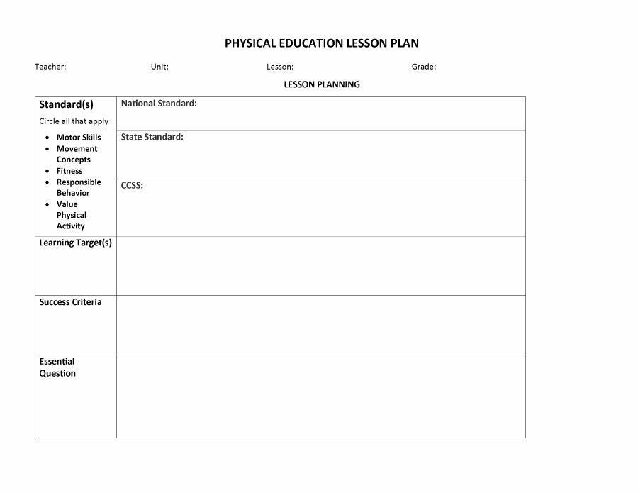 20 Elementary Pe Lesson Plan Template Simple Template Design