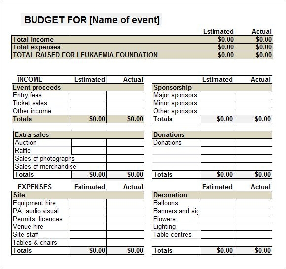 20 Event Planning Budget Template