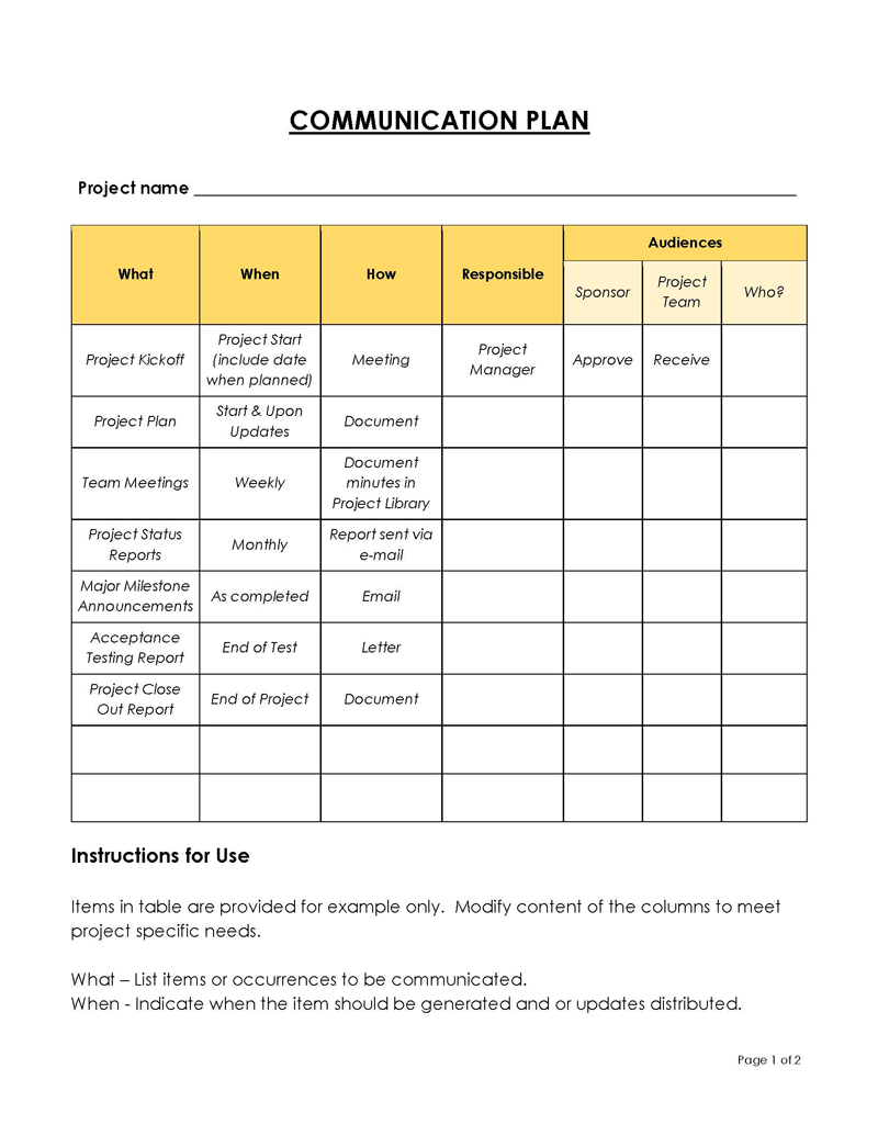 20 FREE Communication Plan Templates Word Excel 