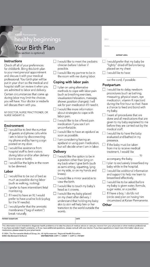 20 Gentle Cesarean Birth Plan Template