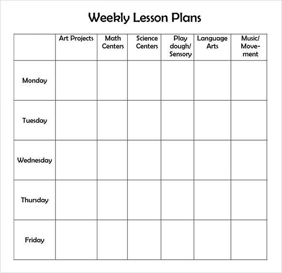 20 Monthly Lesson Plan Template