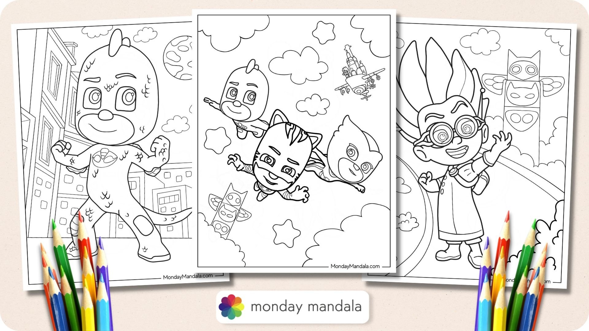 pj mask printables activities