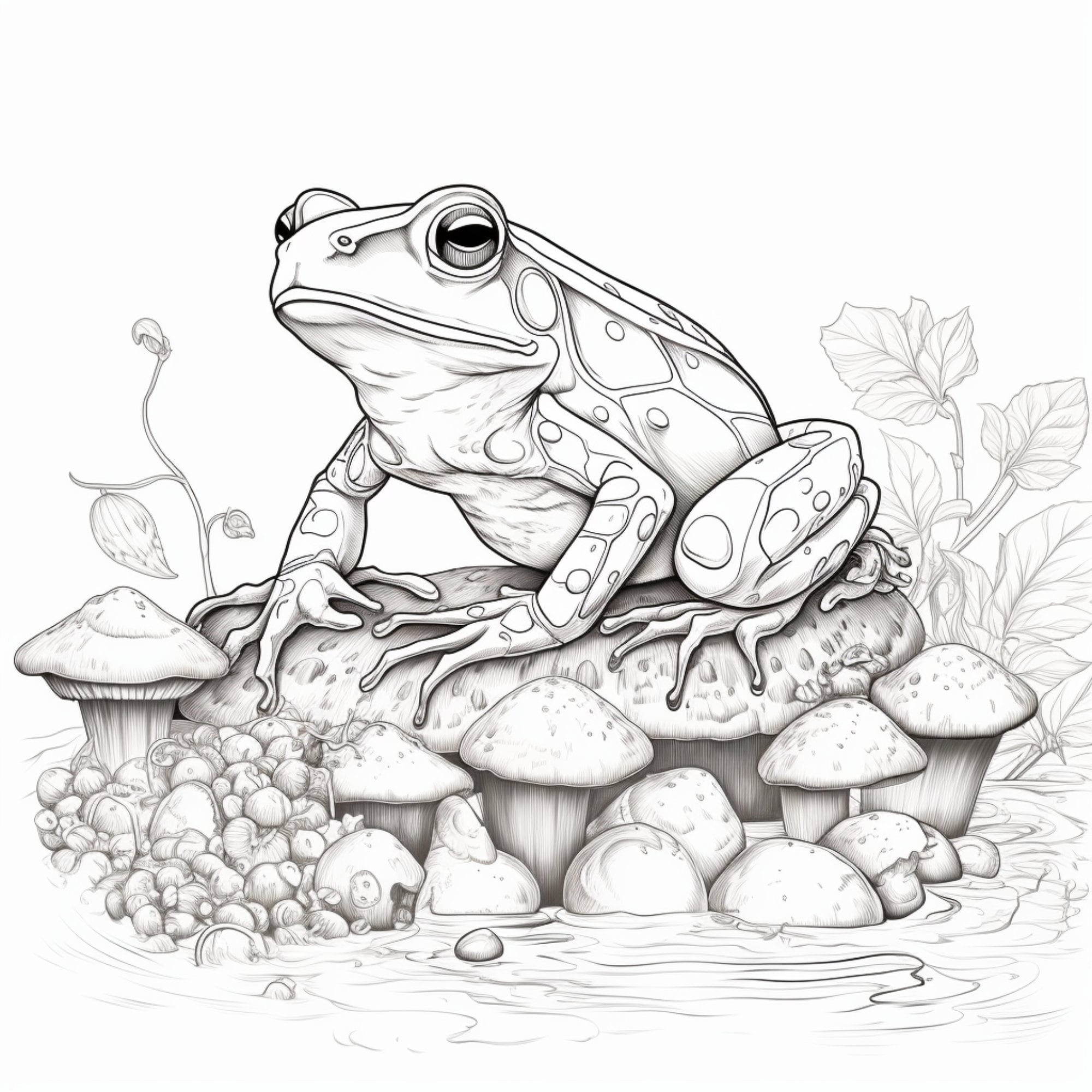 20 Printable Frog Coloring Pages For Kids And Adults Digital Etsy