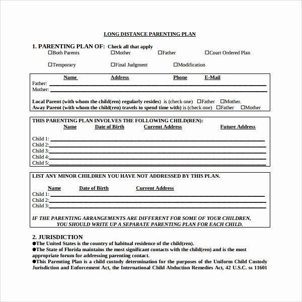 20 Sample Parenting Plan Template Simple Template Design