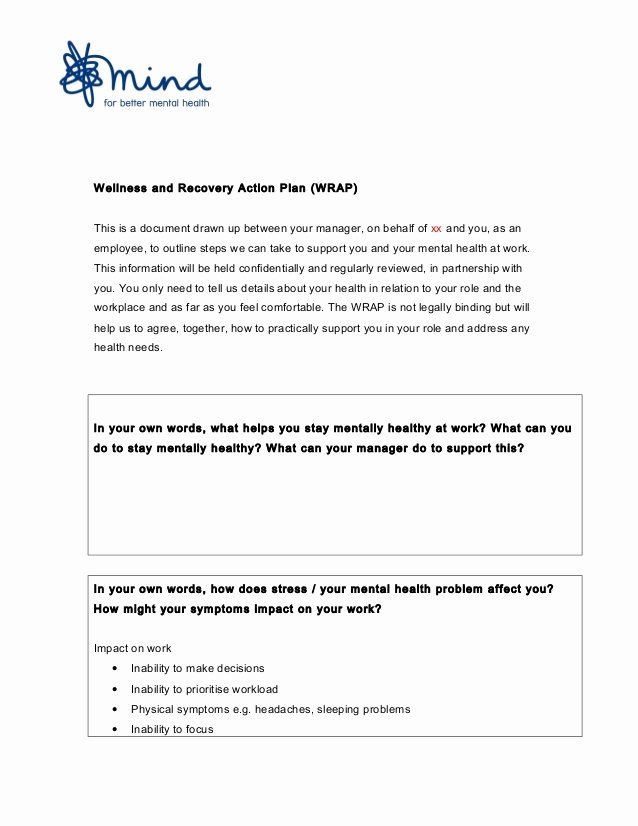 20 Wellness Plan Template Mental Health
