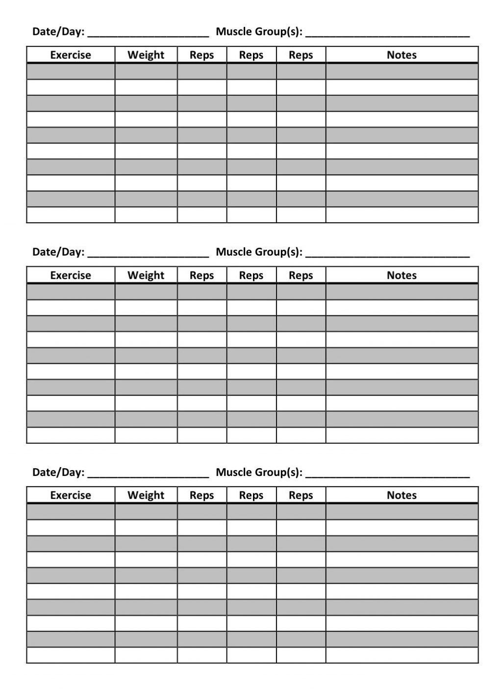 workout plan template excel