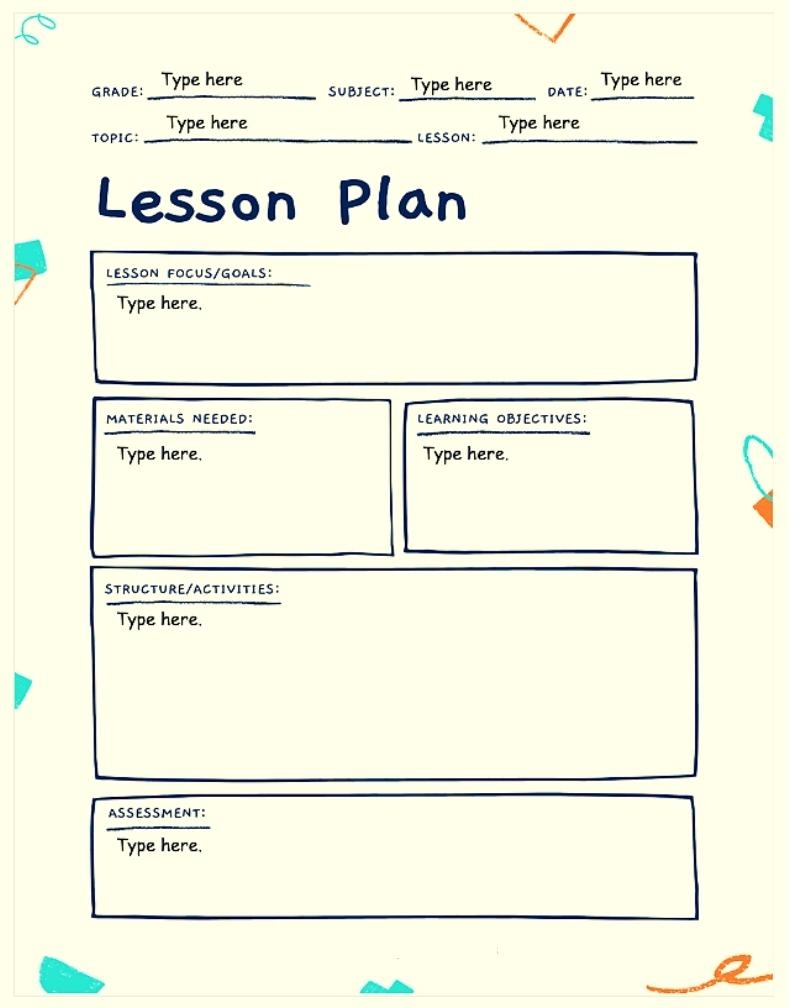 example lesson plan template