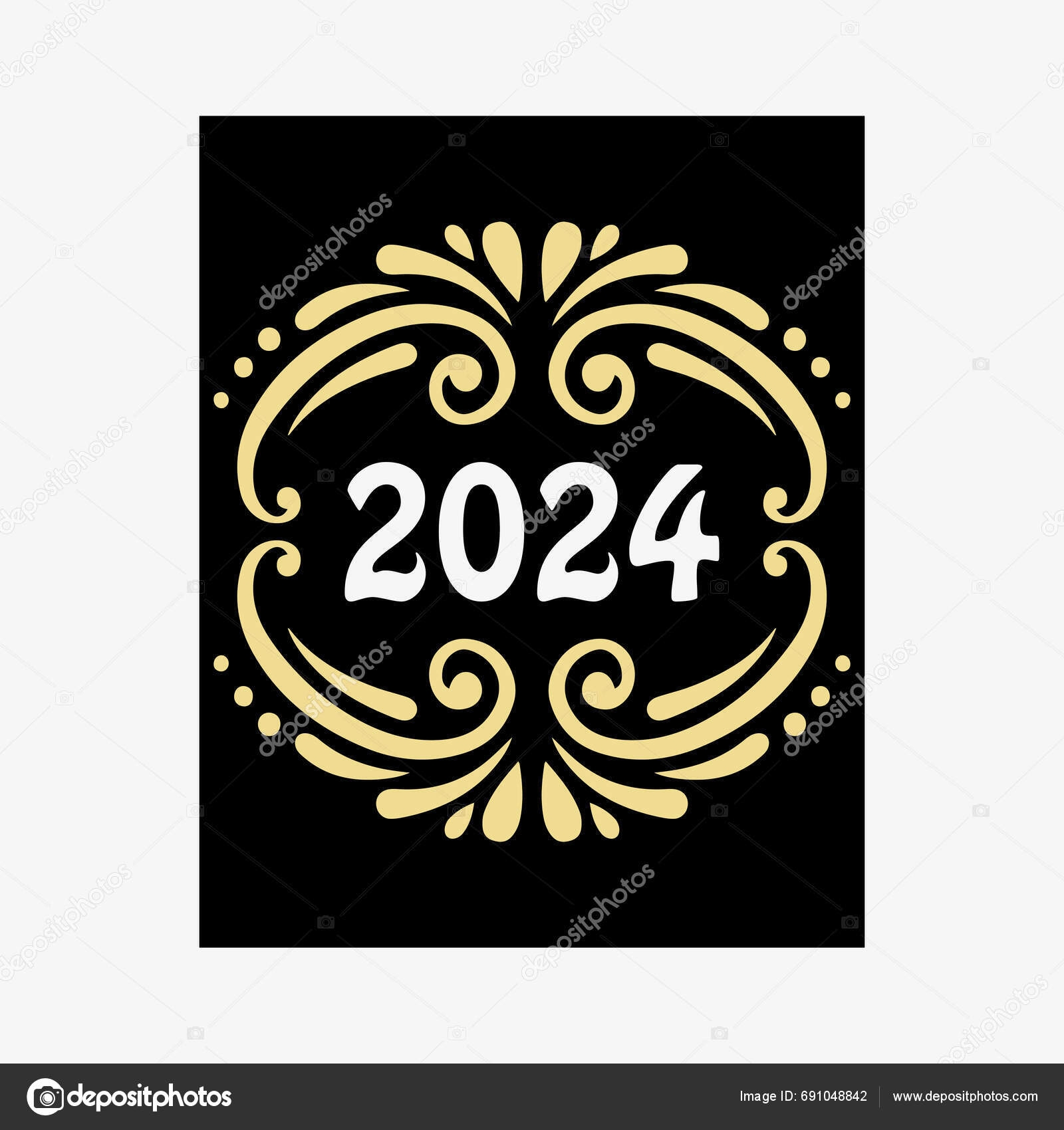2024 New Year Christmas Logo 2024 Number Design Illustration Stock 