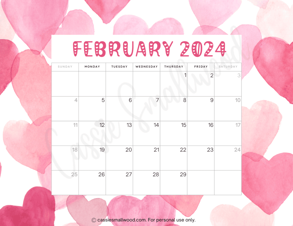 2024 Printable Calendar Free Cute Monthly Carla Cosette