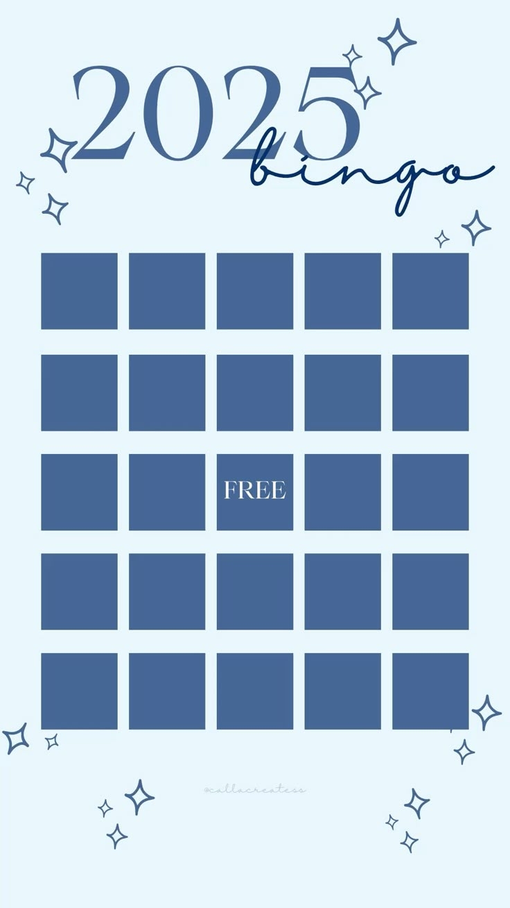 2025 Bingo Card Template Free Ann H Wing