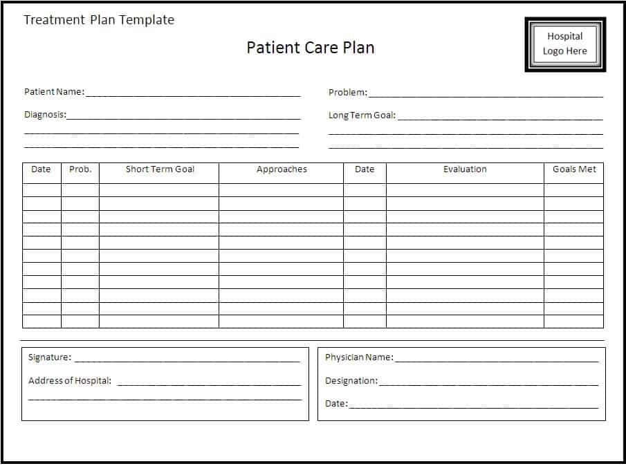 21 Free 38 Free Treatment Plan Templates Word Excel Formats