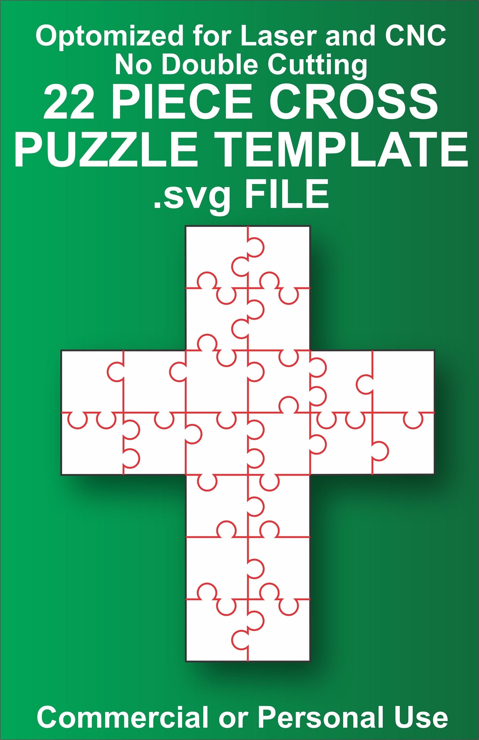 22 Piece Cross Puzzle Template Instant Download SVG File Etsy