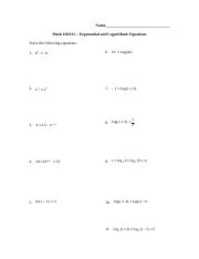 23 1 Log And Exp Equation Worksheet 1 Name Math 120 121 
