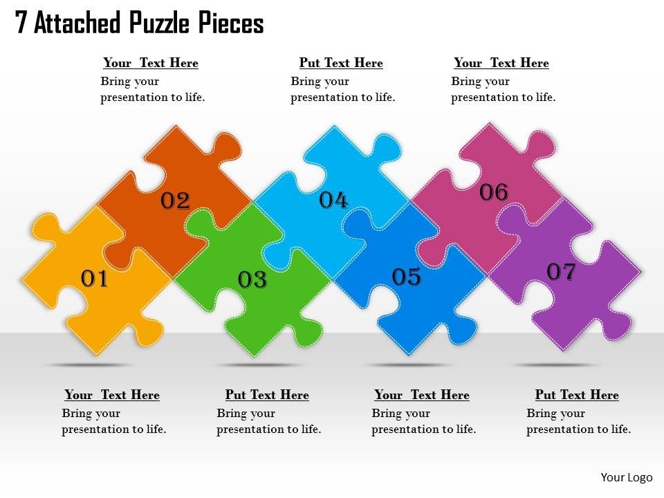 2613 Business Ppt Diagram 7 Attached Puzzle Pieces Powerpoint Template 