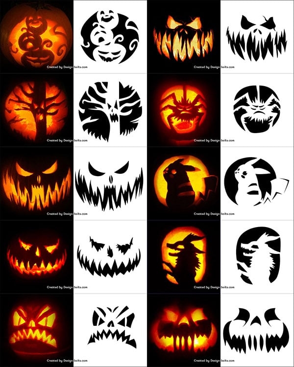 free printable pumpkin carving stencils patterns designs