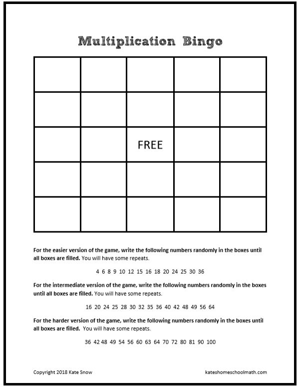 3 Fun and Free Printable Multiplication Facts Games Multiplication 