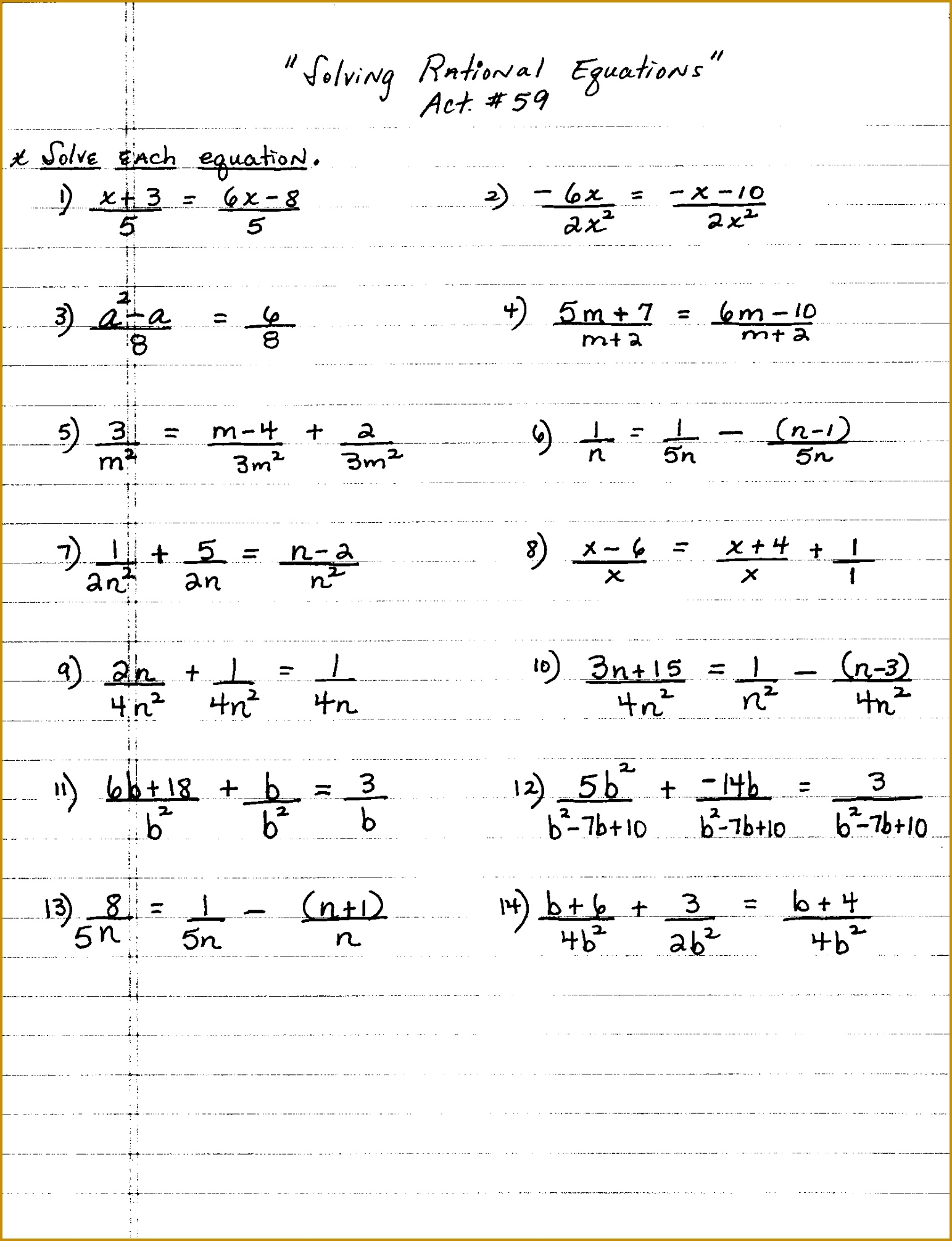 3 Solving Rational Equations Worksheet Answers FabTemplatez