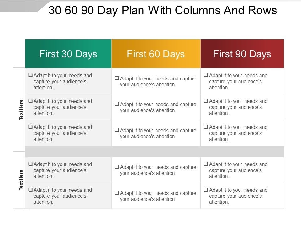 30 60 90 Day Plan Free Template Powerpoint