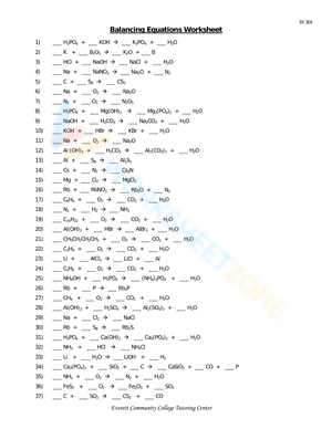 answer key for balancing equations worksheet