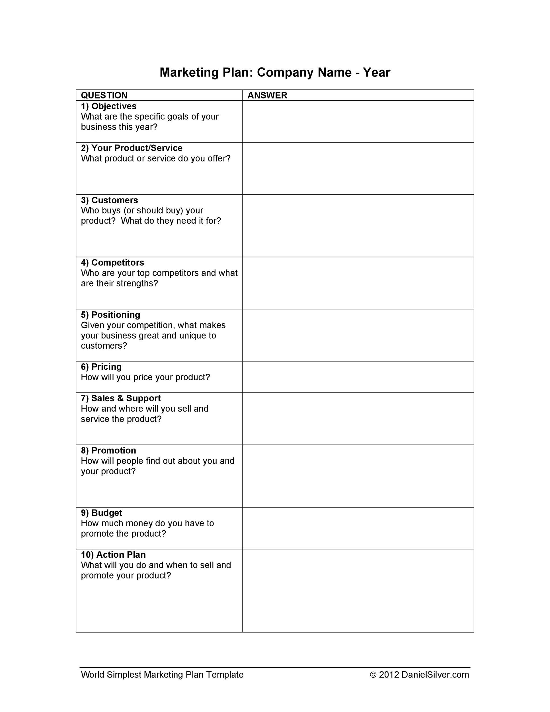 basic marketing plan template