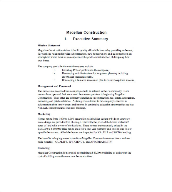 32 FREE Construction Business Plan Templates Word PDF Google Docs