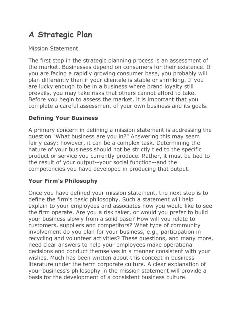 strategic plans template