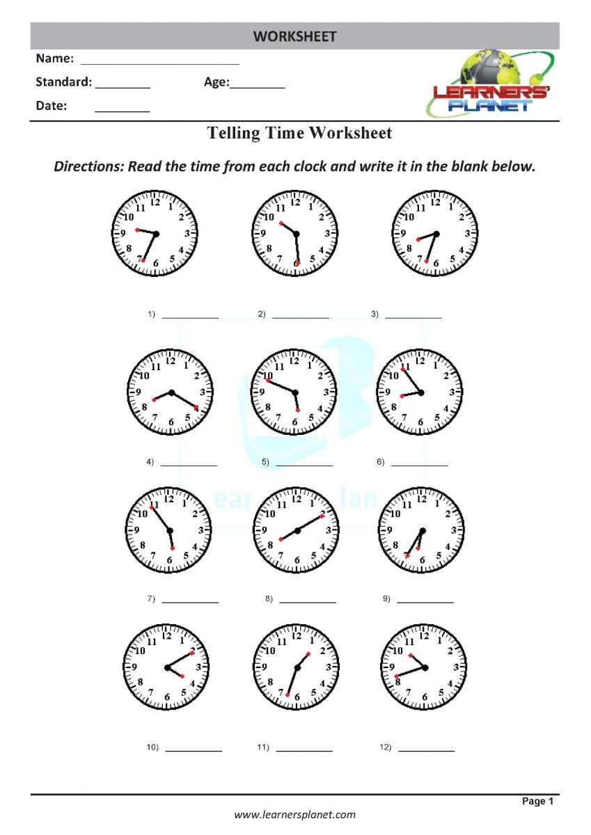 3rd Grade Math Telling Time Printable Activities